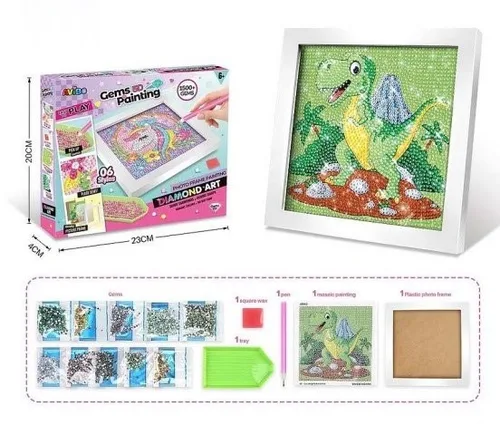 יצירה הדבקת אבנים דינו